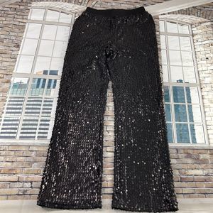Women’s J Lux Label Black Back Zipper Pocket Sequenced Pants (M) I23